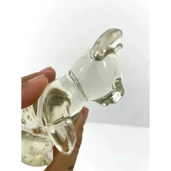 VTG Clear Crystal Glass Bear Controlled Bubbles Paperweight 8.4 Oz - Picture 3 of 13